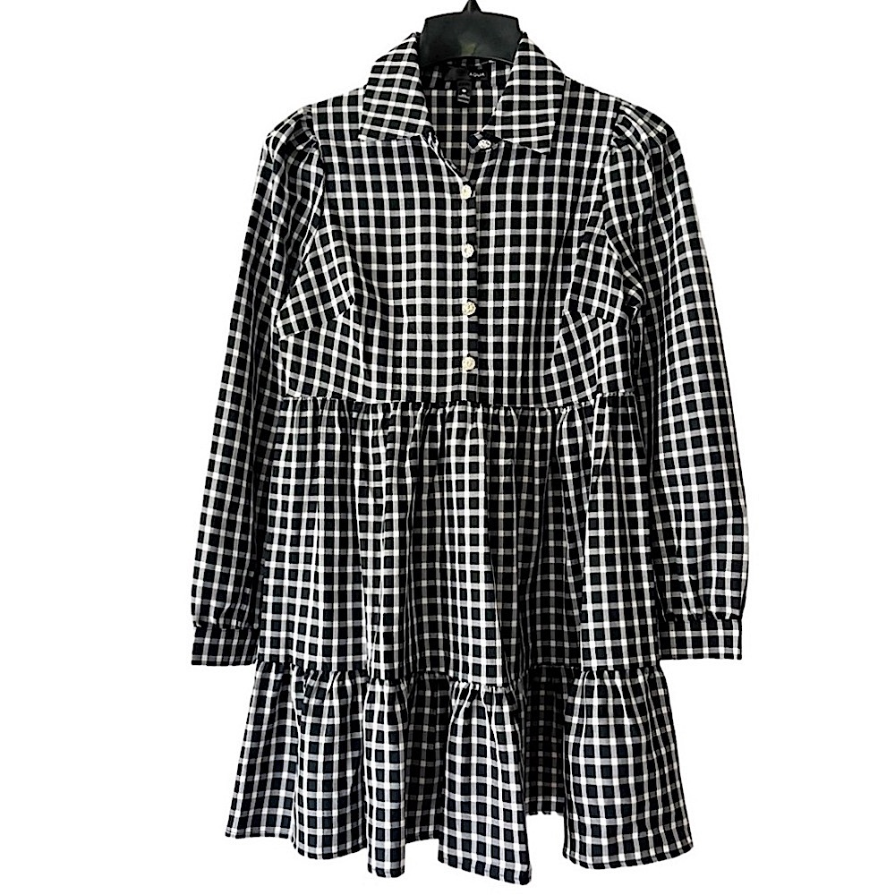Aqua Gingham Mini Dress View 3